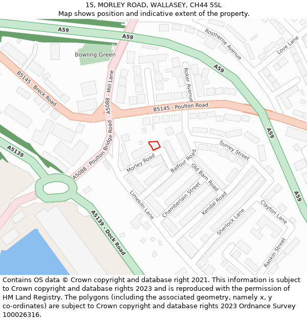 15, MORLEY ROAD, WALLASEY, CH44 5SL: Location map and indicative extent of plot