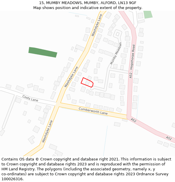 15, MUMBY MEADOWS, MUMBY, ALFORD, LN13 9GF: Location map and indicative extent of plot