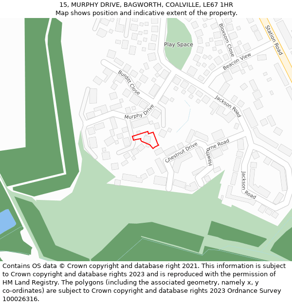 15, MURPHY DRIVE, BAGWORTH, COALVILLE, LE67 1HR: Location map and indicative extent of plot