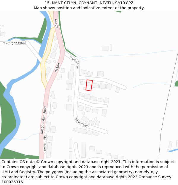 15, NANT CELYN, CRYNANT, NEATH, SA10 8PZ: Location map and indicative extent of plot