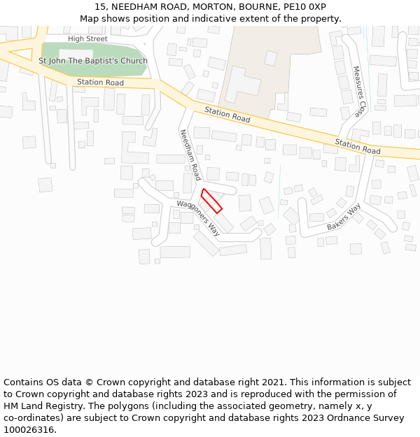 15, NEEDHAM ROAD, MORTON, BOURNE, PE10 0XP: Location map and indicative extent of plot