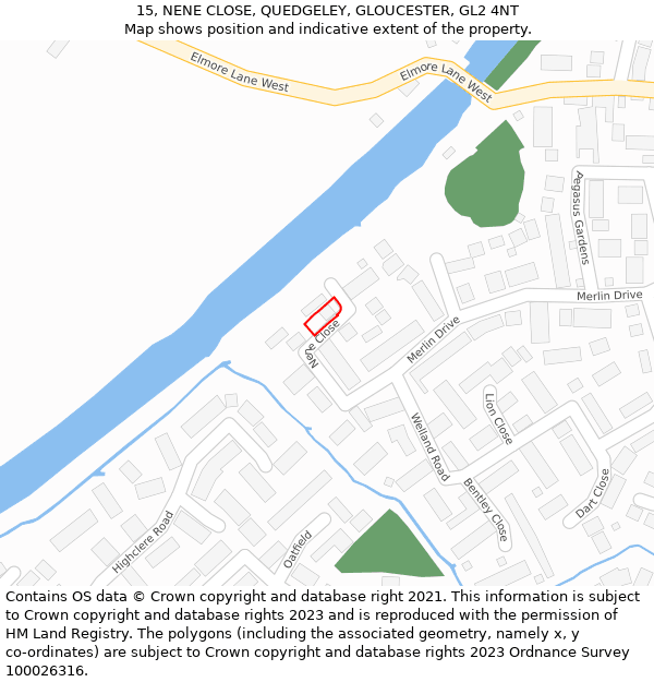 15, NENE CLOSE, QUEDGELEY, GLOUCESTER, GL2 4NT: Location map and indicative extent of plot