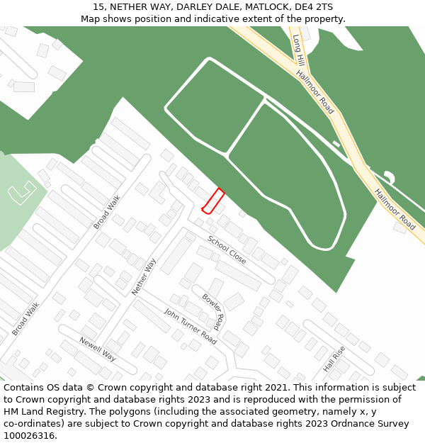 15, NETHER WAY, DARLEY DALE, MATLOCK, DE4 2TS: Location map and indicative extent of plot