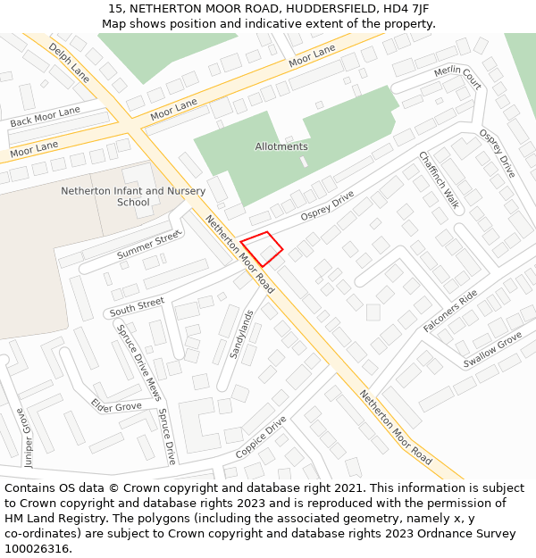 15, NETHERTON MOOR ROAD, HUDDERSFIELD, HD4 7JF: Location map and indicative extent of plot