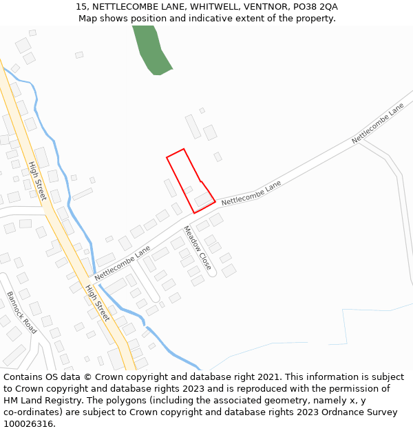 15, NETTLECOMBE LANE, WHITWELL, VENTNOR, PO38 2QA: Location map and indicative extent of plot