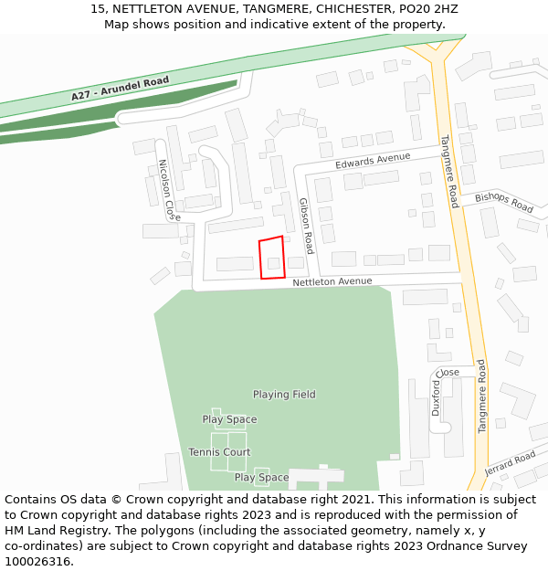 15, NETTLETON AVENUE, TANGMERE, CHICHESTER, PO20 2HZ: Location map and indicative extent of plot