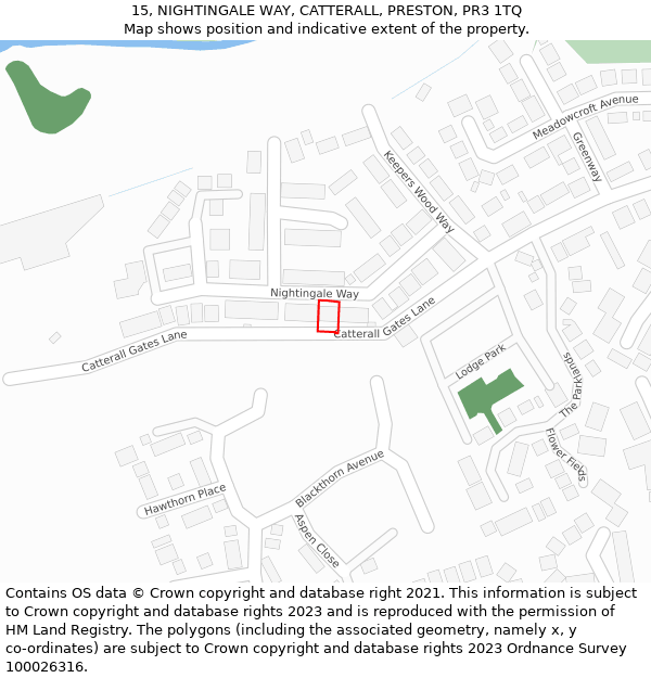 15, NIGHTINGALE WAY, CATTERALL, PRESTON, PR3 1TQ: Location map and indicative extent of plot