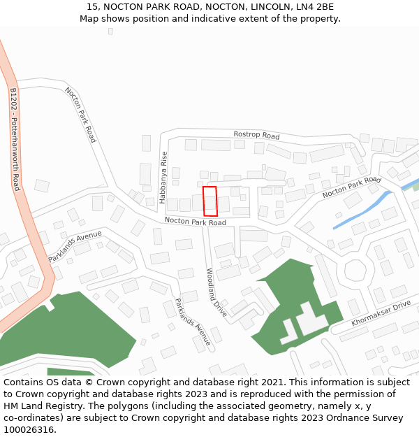 15, NOCTON PARK ROAD, NOCTON, LINCOLN, LN4 2BE: Location map and indicative extent of plot