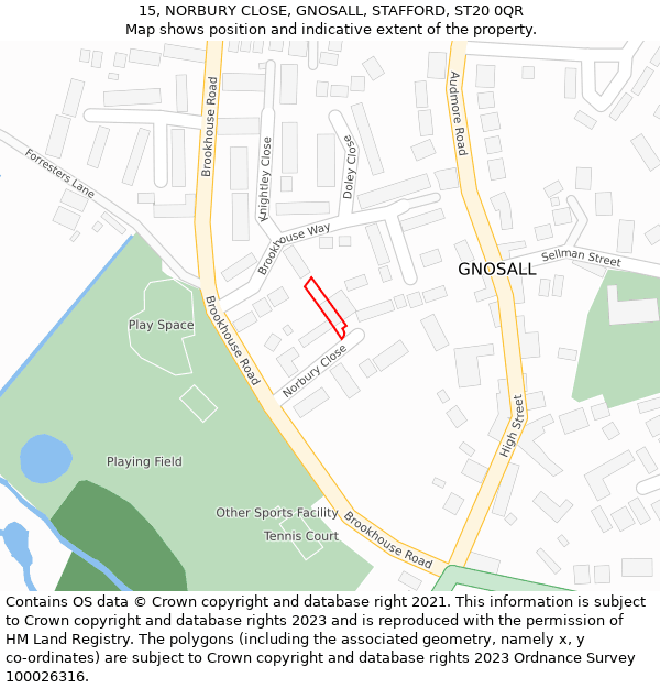 15, NORBURY CLOSE, GNOSALL, STAFFORD, ST20 0QR: Location map and indicative extent of plot