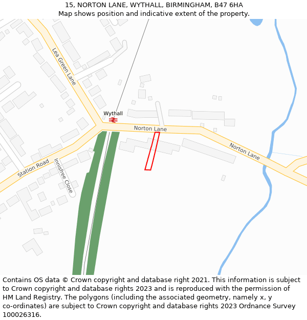 15, NORTON LANE, WYTHALL, BIRMINGHAM, B47 6HA: Location map and indicative extent of plot