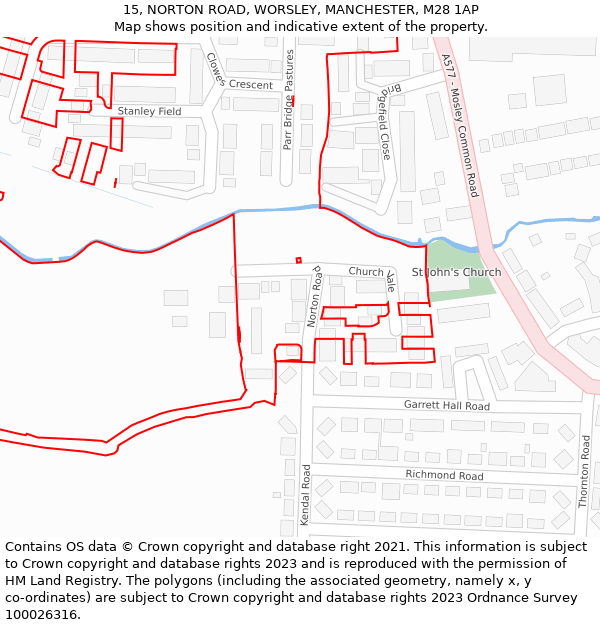 15, NORTON ROAD, WORSLEY, MANCHESTER, M28 1AP: Location map and indicative extent of plot