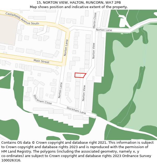 15, NORTON VIEW, HALTON, RUNCORN, WA7 2PB: Location map and indicative extent of plot