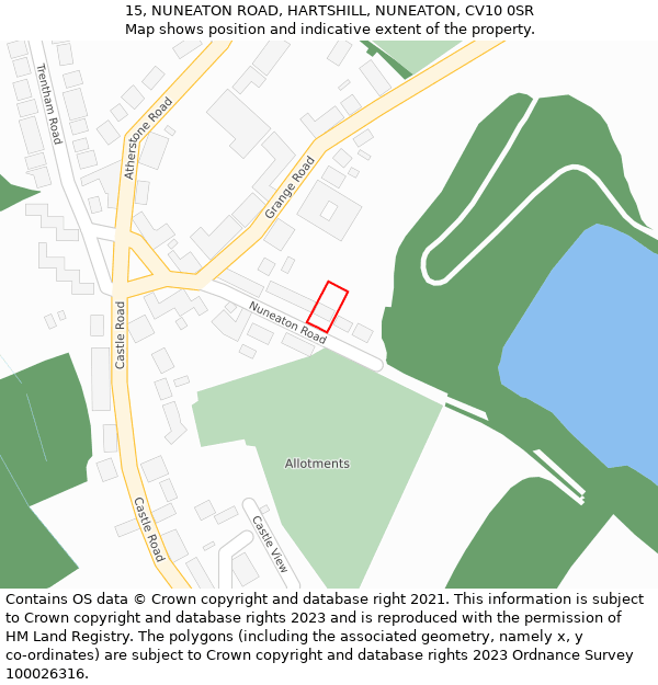 15, NUNEATON ROAD, HARTSHILL, NUNEATON, CV10 0SR: Location map and indicative extent of plot