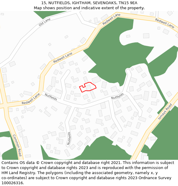 15, NUTFIELDS, IGHTHAM, SEVENOAKS, TN15 9EA: Location map and indicative extent of plot