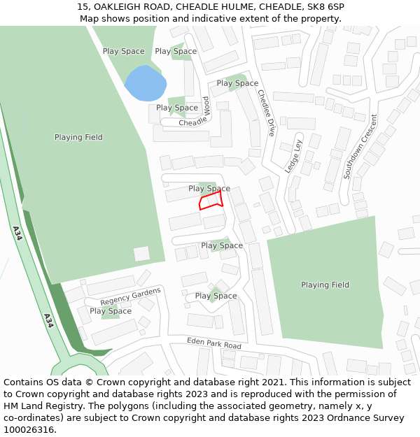 15, OAKLEIGH ROAD, CHEADLE HULME, CHEADLE, SK8 6SP: Location map and indicative extent of plot