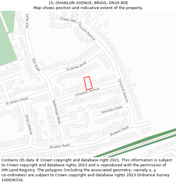 15, OHANLON AVENUE, BRIGG, DN20 8DE: Location map and indicative extent of plot