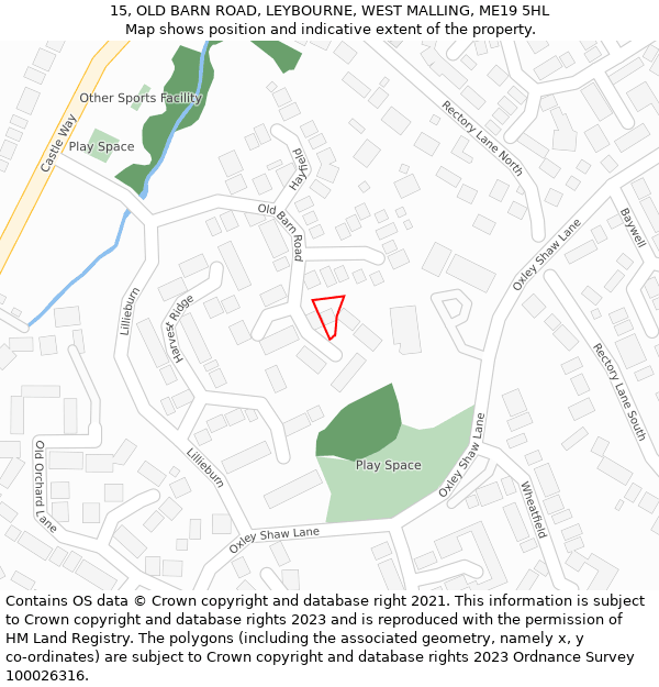 15, OLD BARN ROAD, LEYBOURNE, WEST MALLING, ME19 5HL: Location map and indicative extent of plot