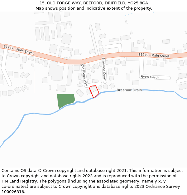 15, OLD FORGE WAY, BEEFORD, DRIFFIELD, YO25 8GA: Location map and indicative extent of plot