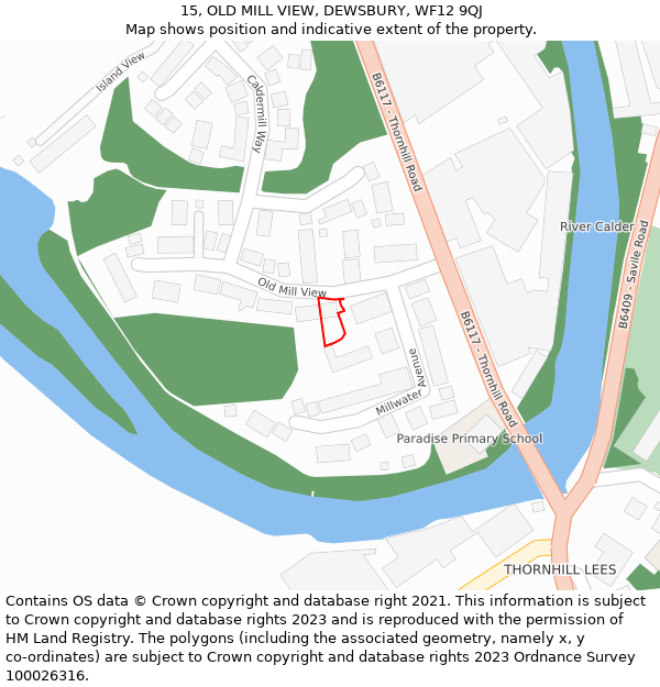 15, OLD MILL VIEW, DEWSBURY, WF12 9QJ: Location map and indicative extent of plot