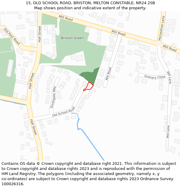 15, OLD SCHOOL ROAD, BRISTON, MELTON CONSTABLE, NR24 2SB: Location map and indicative extent of plot