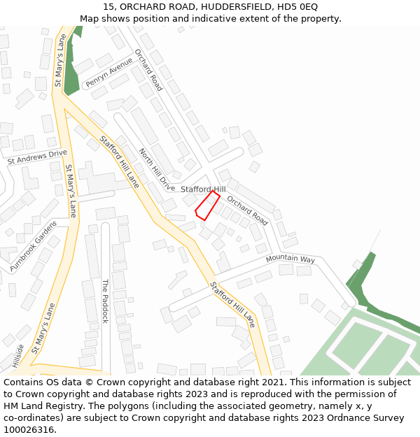 15, ORCHARD ROAD, HUDDERSFIELD, HD5 0EQ: Location map and indicative extent of plot