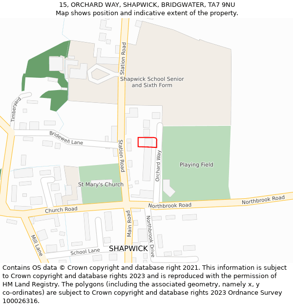 15, ORCHARD WAY, SHAPWICK, BRIDGWATER, TA7 9NU: Location map and indicative extent of plot