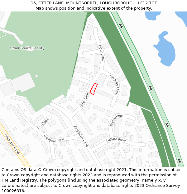 15, OTTER LANE, MOUNTSORREL, LOUGHBOROUGH, LE12 7GF: Location map and indicative extent of plot