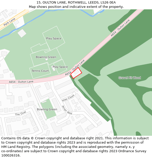 15, OULTON LANE, ROTHWELL, LEEDS, LS26 0EA: Location map and indicative extent of plot