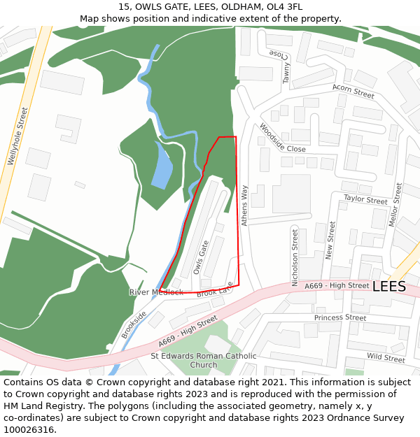 15, OWLS GATE, LEES, OLDHAM, OL4 3FL: Location map and indicative extent of plot