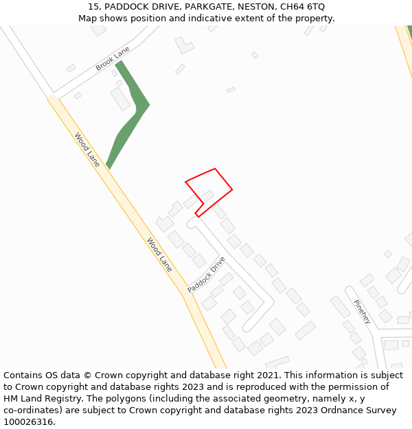 15, PADDOCK DRIVE, PARKGATE, NESTON, CH64 6TQ: Location map and indicative extent of plot