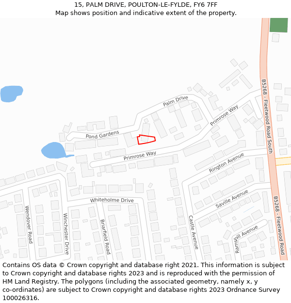 15, PALM DRIVE, POULTON-LE-FYLDE, FY6 7FF: Location map and indicative extent of plot