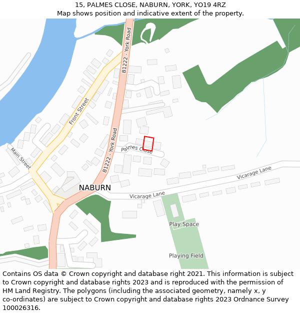 15, PALMES CLOSE, NABURN, YORK, YO19 4RZ: Location map and indicative extent of plot