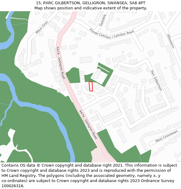 15, PARC GILBERTSON, GELLIGRON, SWANSEA, SA8 4PT: Location map and indicative extent of plot
