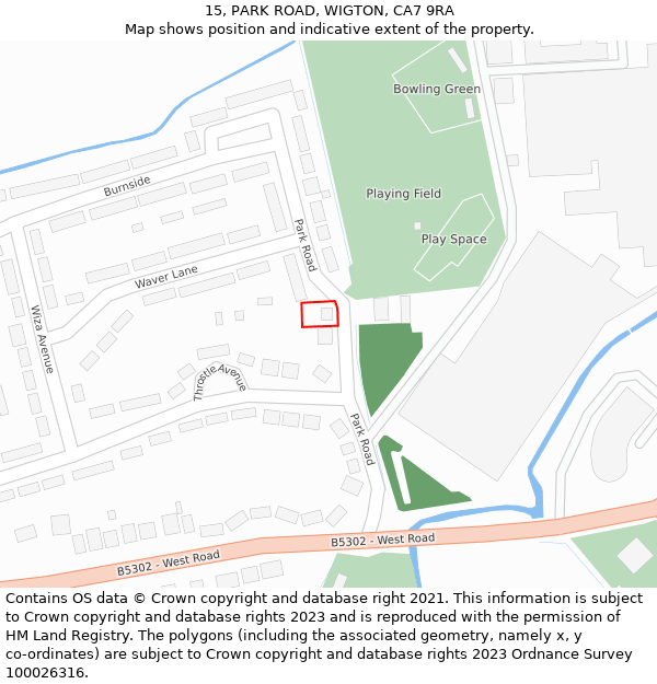 15, PARK ROAD, WIGTON, CA7 9RA: Location map and indicative extent of plot