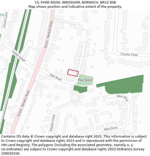 15, PARK ROAD, WROXHAM, NORWICH, NR12 8SB: Location map and indicative extent of plot