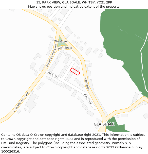15, PARK VIEW, GLAISDALE, WHITBY, YO21 2PP: Location map and indicative extent of plot