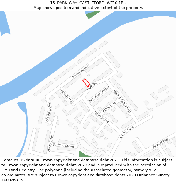 15, PARK WAY, CASTLEFORD, WF10 1BU: Location map and indicative extent of plot