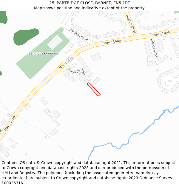 15, PARTRIDGE CLOSE, BARNET, EN5 2DT: Location map and indicative extent of plot