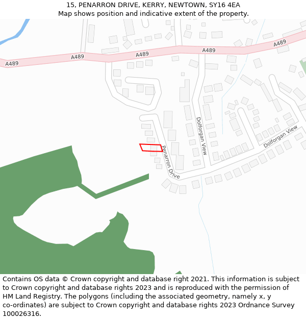 15, PENARRON DRIVE, KERRY, NEWTOWN, SY16 4EA: Location map and indicative extent of plot
