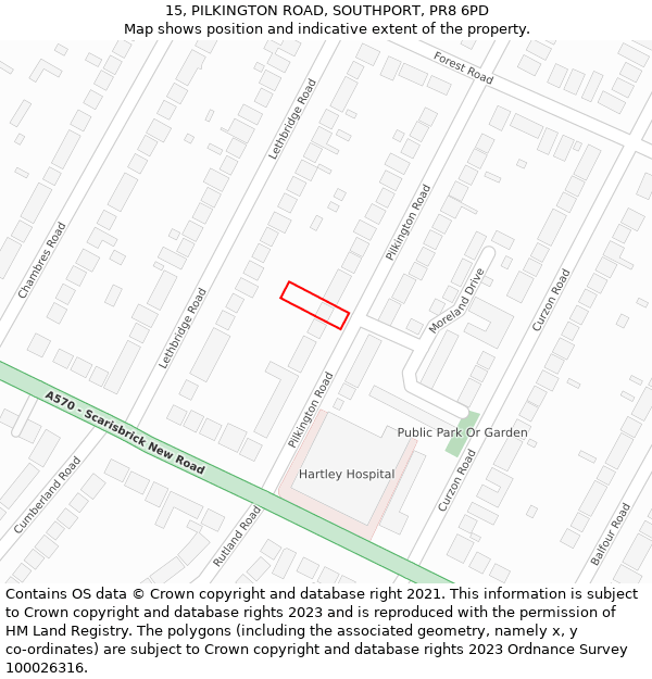 15, PILKINGTON ROAD, SOUTHPORT, PR8 6PD: Location map and indicative extent of plot