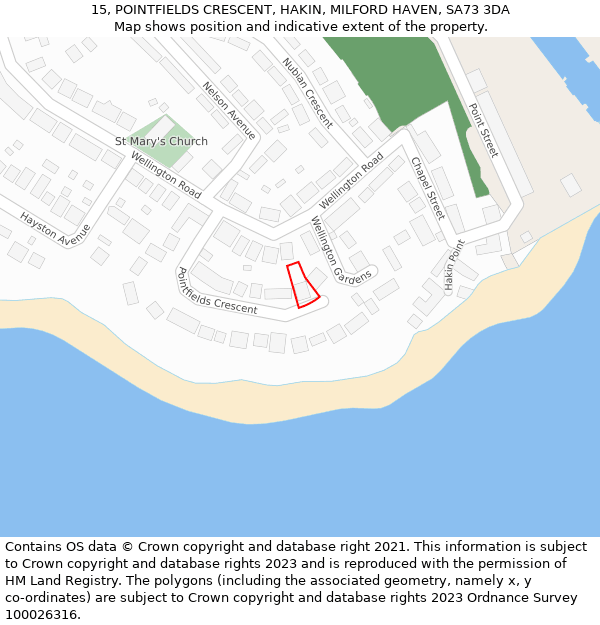 15, POINTFIELDS CRESCENT, HAKIN, MILFORD HAVEN, SA73 3DA: Location map and indicative extent of plot