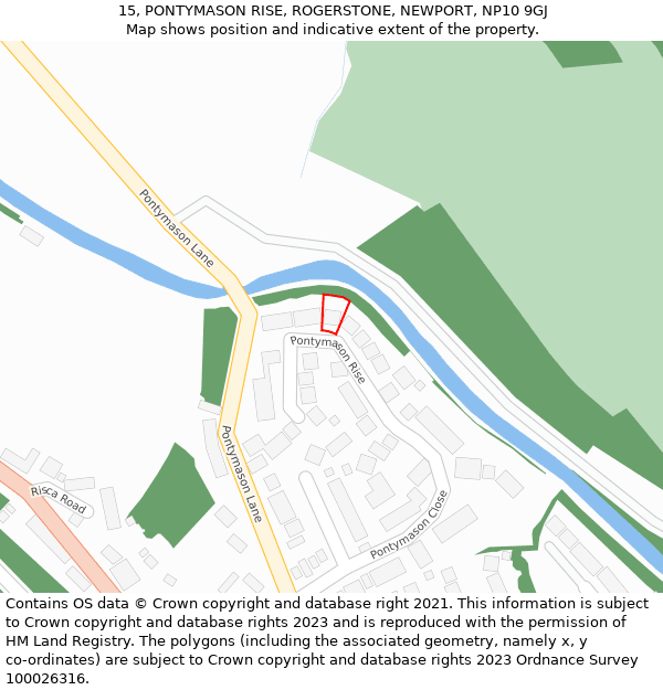 15, PONTYMASON RISE, ROGERSTONE, NEWPORT, NP10 9GJ: Location map and indicative extent of plot