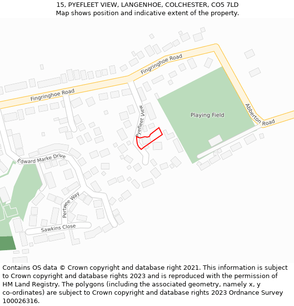 15, PYEFLEET VIEW, LANGENHOE, COLCHESTER, CO5 7LD: Location map and indicative extent of plot