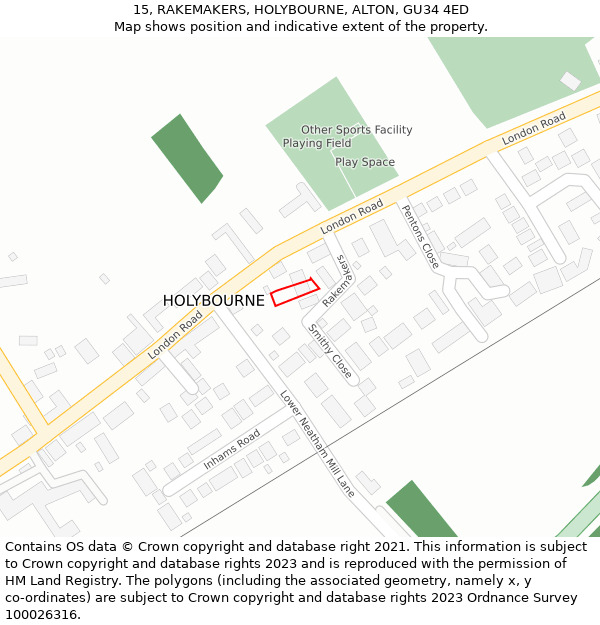 15, RAKEMAKERS, HOLYBOURNE, ALTON, GU34 4ED: Location map and indicative extent of plot