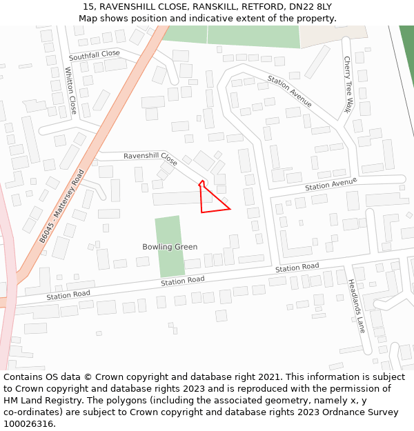 15, RAVENSHILL CLOSE, RANSKILL, RETFORD, DN22 8LY: Location map and indicative extent of plot