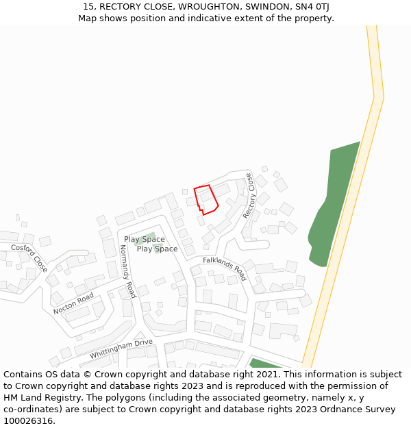 15, RECTORY CLOSE, WROUGHTON, SWINDON, SN4 0TJ: Location map and indicative extent of plot