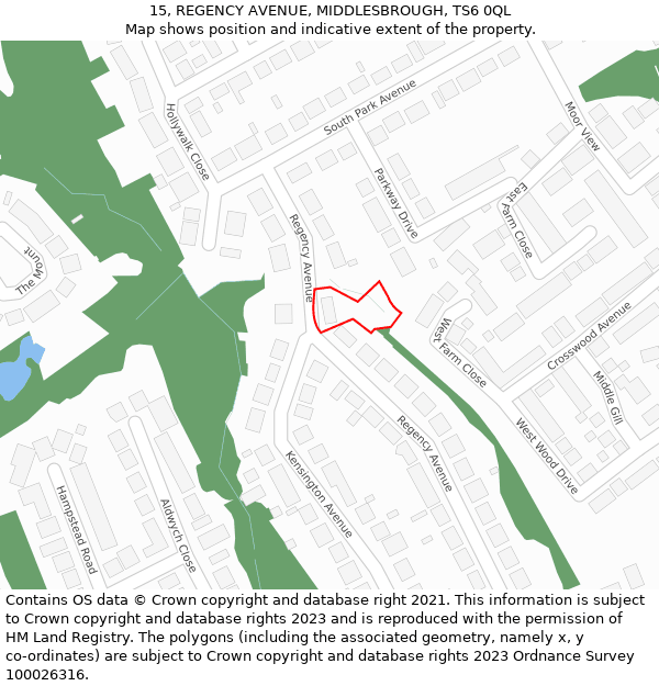 15, REGENCY AVENUE, MIDDLESBROUGH, TS6 0QL: Location map and indicative extent of plot