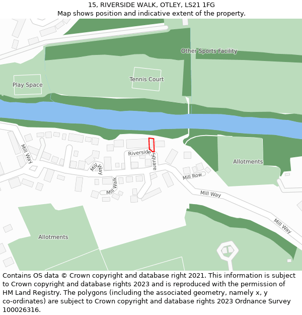 15, RIVERSIDE WALK, OTLEY, LS21 1FG: Location map and indicative extent of plot