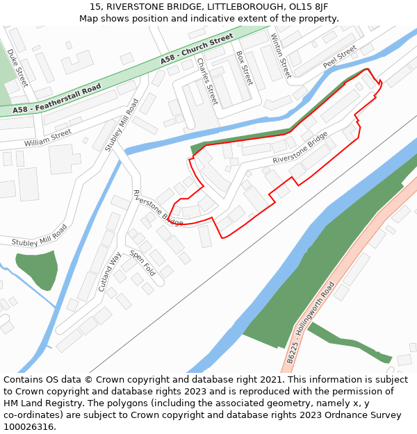 15, RIVERSTONE BRIDGE, LITTLEBOROUGH, OL15 8JF: Location map and indicative extent of plot