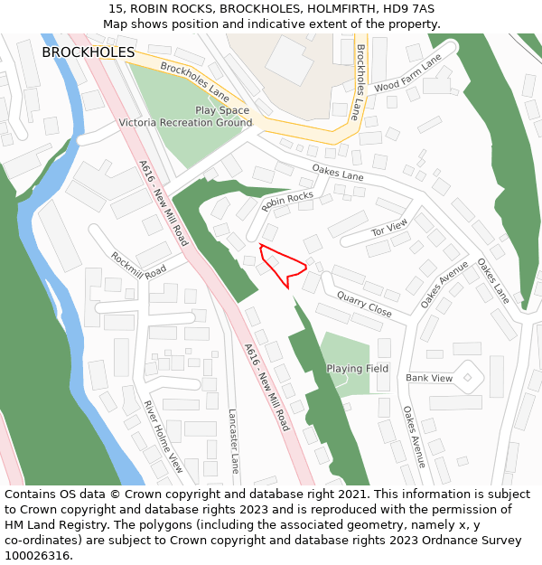 15, ROBIN ROCKS, BROCKHOLES, HOLMFIRTH, HD9 7AS: Location map and indicative extent of plot